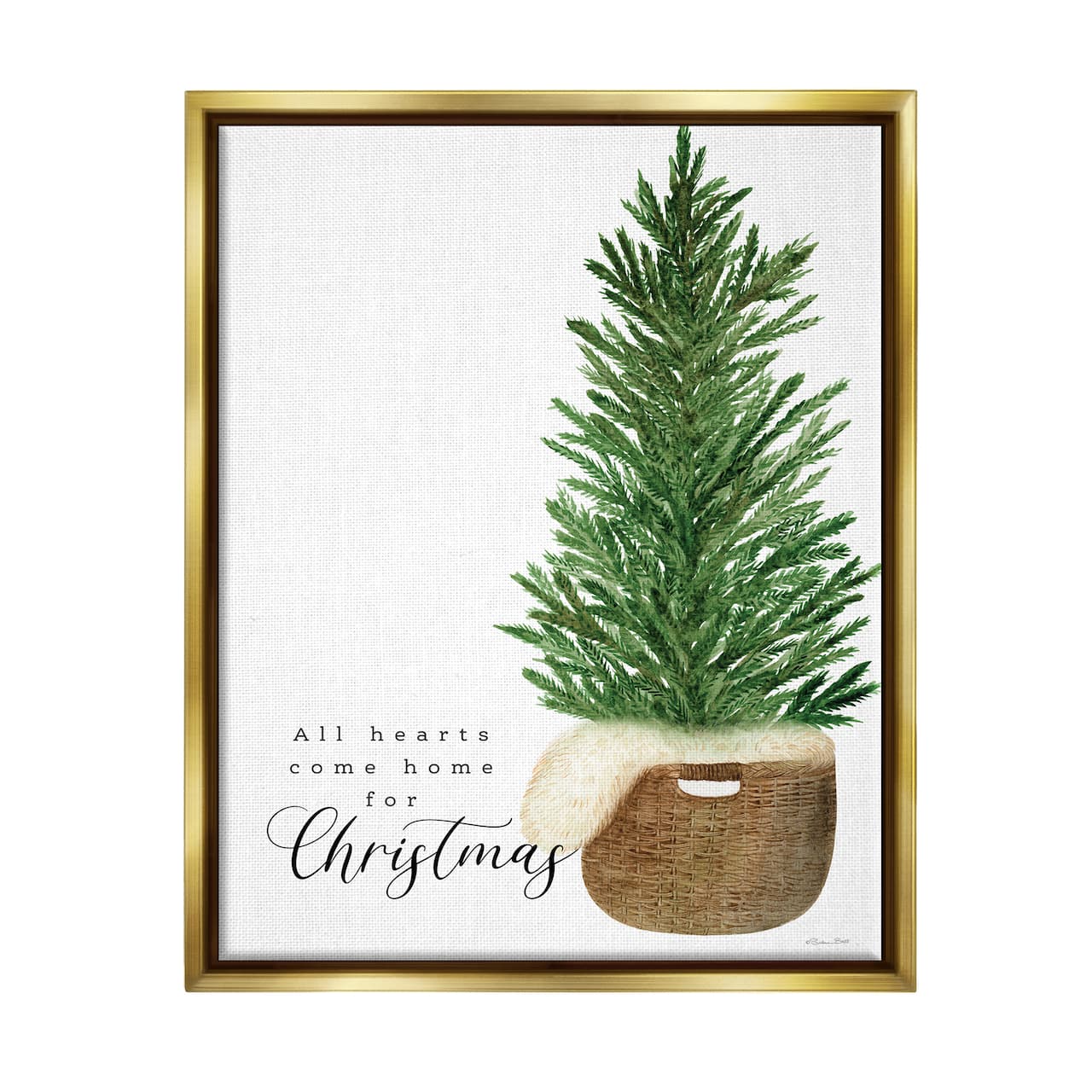 Stupell Industries All Hearts Home For Christmas Phrase Floater Canvas Wall Art